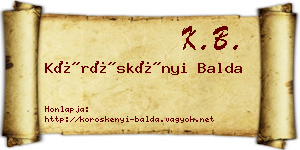 Köröskényi Balda névjegykártya